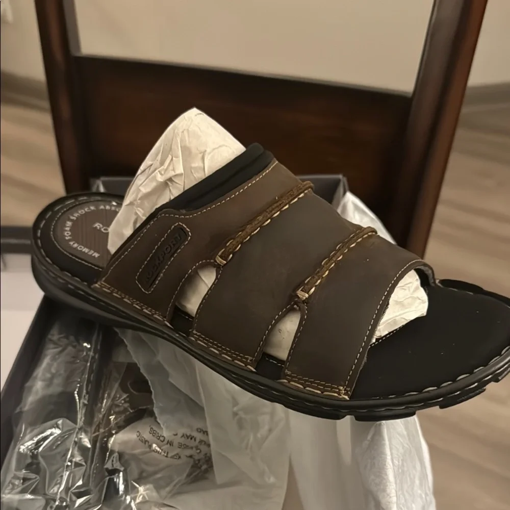 🔥Rockport Men's Dark Brown Darwyn Slide Brand New in Box‼️still in packaging‼️